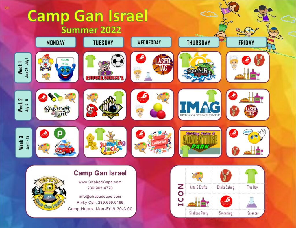 Camp Schedule - Chabad Jewish Center - Cape Coral